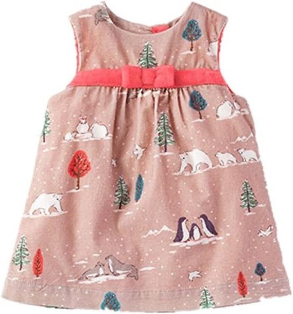 Baby Boden Pink Corduroy Polar Bear Pinafore Dress